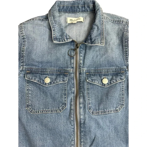 Madewell Blue Denim Zip Front Long Sleeve Shirt Dress Size XS - Picture 6 of 10